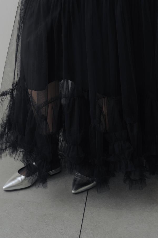 下擺層次蛋糕網紗裙(黑) 