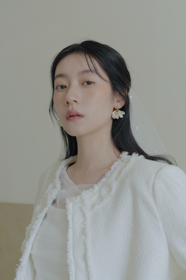 無領毛毛鬚邊外套(白) 