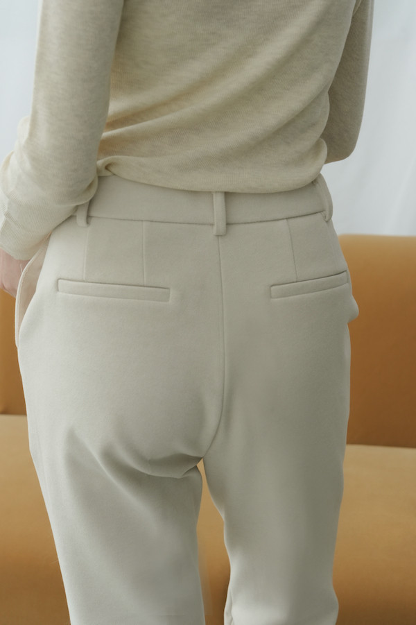 小喇叭羊毛修身長褲(米白) 