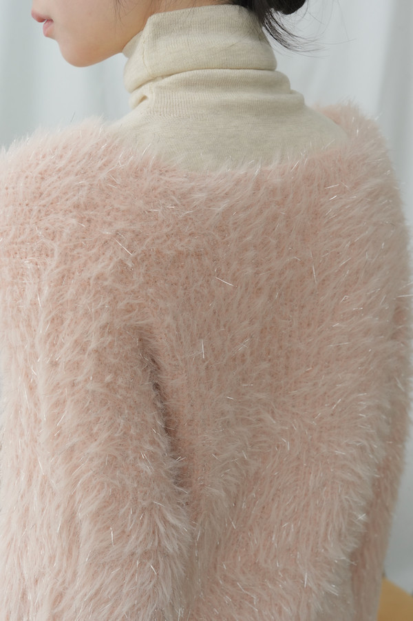 水鑽珍珠閃亮毛毛上衣(粉) 