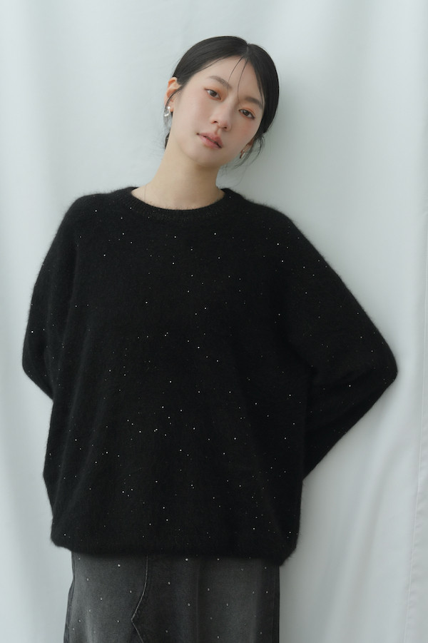 細緻閃亮柔軟毛衣(黑) 