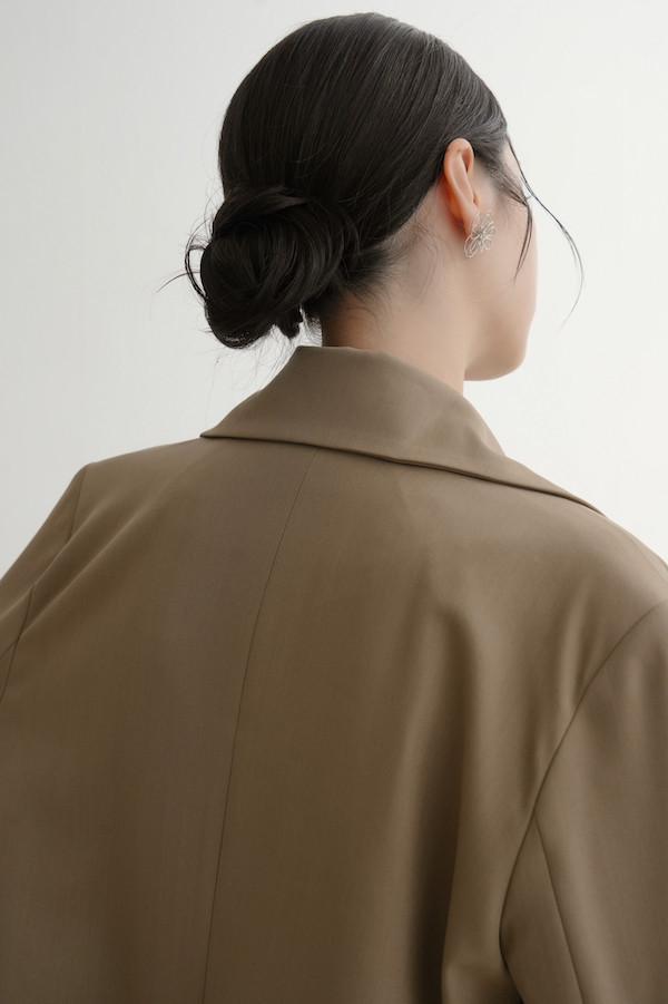 斜口袋側邊不規則西外(淺棕) 