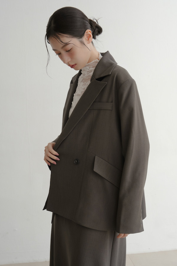 斜口袋側邊不規則西外(灰) 