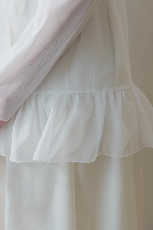 高密度網紗透肌感上衣(白) 