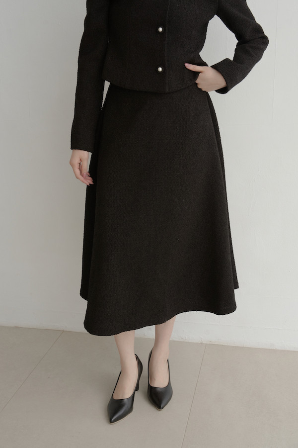 簡約小香風傘狀裙(黑) 