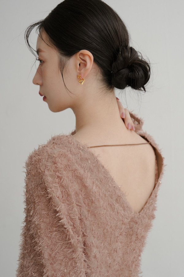 Ｖ領亮亮毛毛上衣(橘咖) 