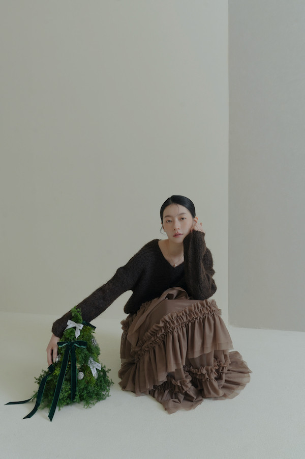 多層次網紗造型長裙(深咖) 