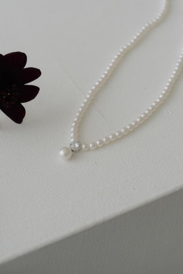 單顆水鑽珍珠項鍊 