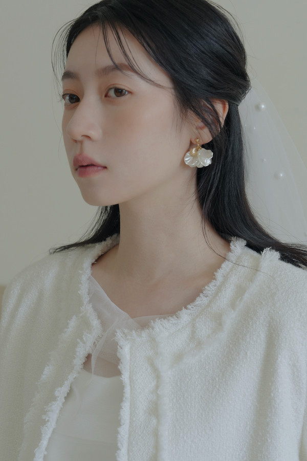 無領毛毛鬚邊外套(白) 