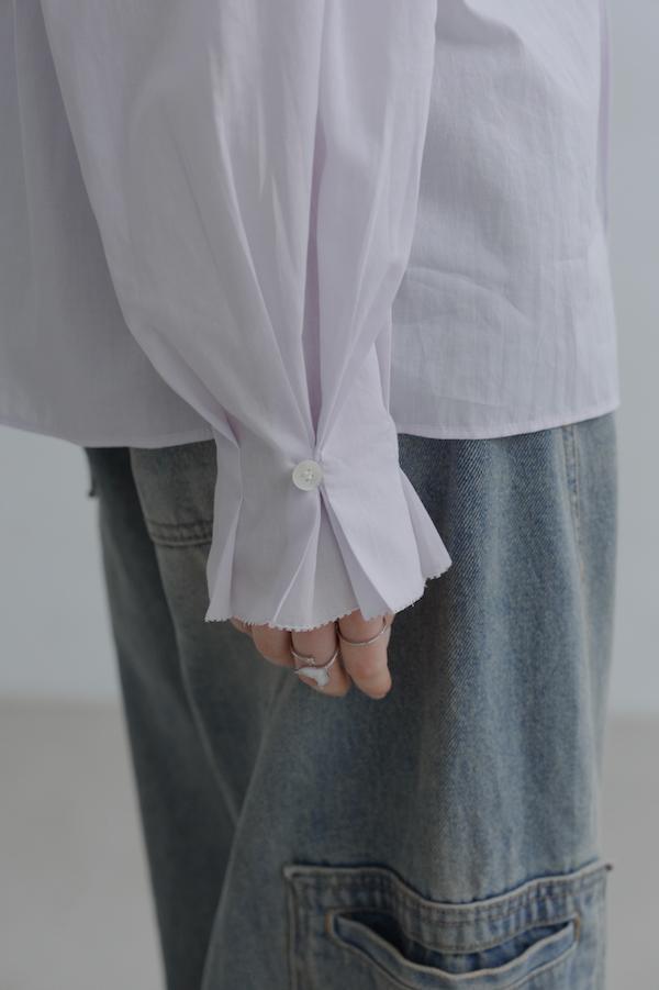 荷葉領口春日感上衣(淺紫) 