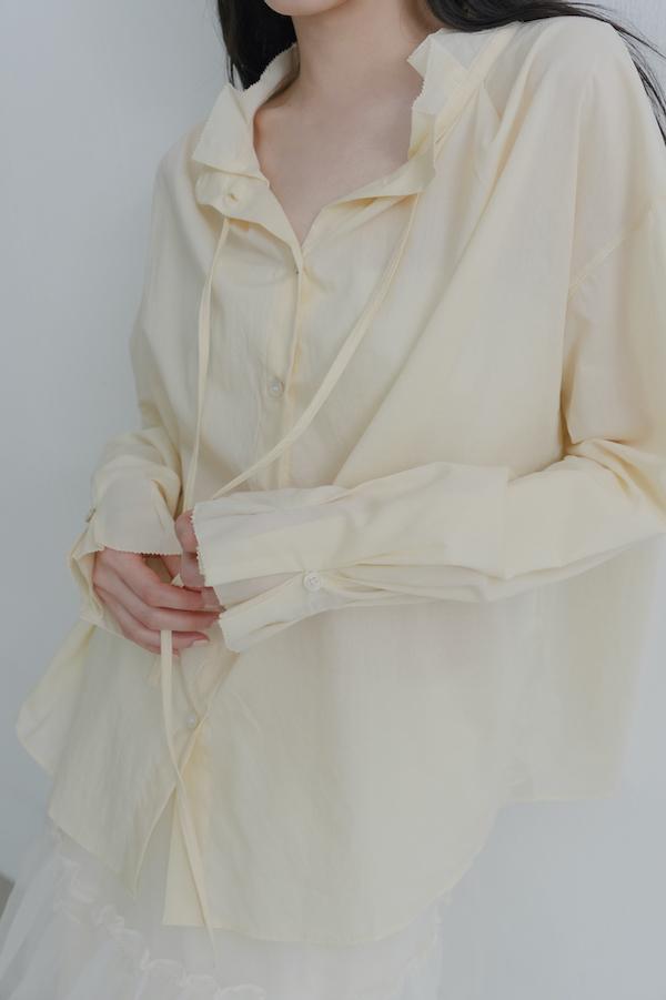 荷葉領口春日感上衣(鵝黃) 