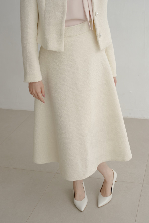 簡約小香風傘狀裙(白) 