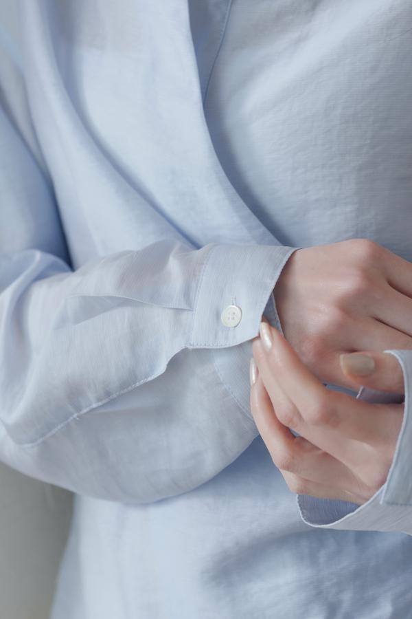 垂墜側邊釦剪裁襯衫(藍) 