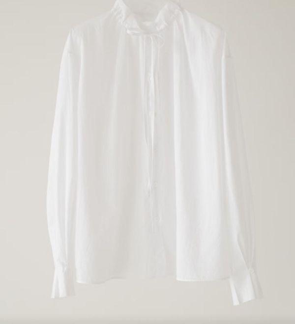 荷葉領口春日感上衣(白) 