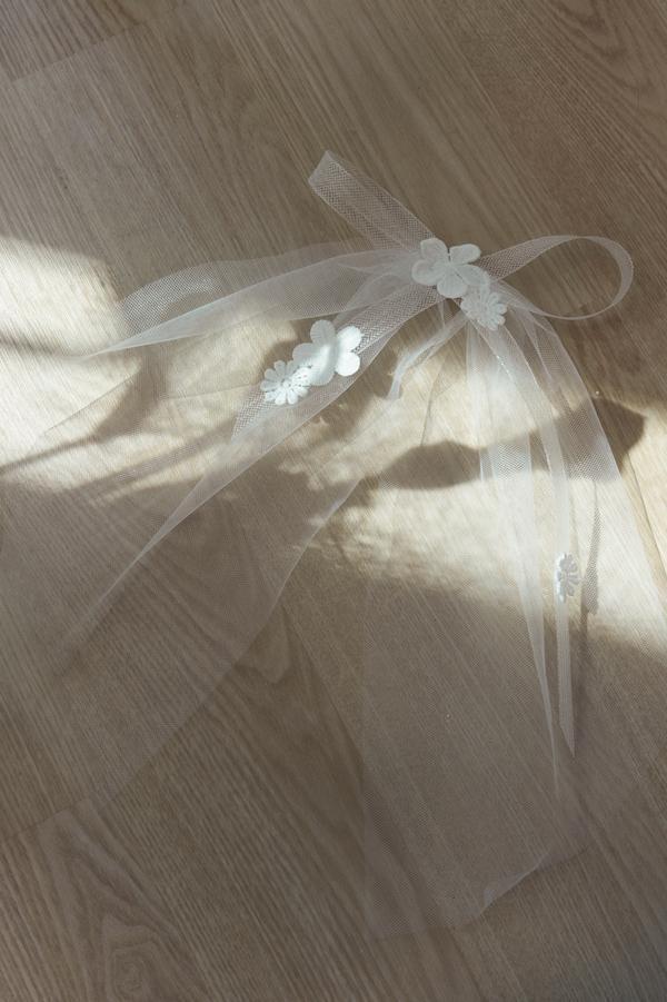 快閃-花瓣彈性網蝴蝶結頭紗 