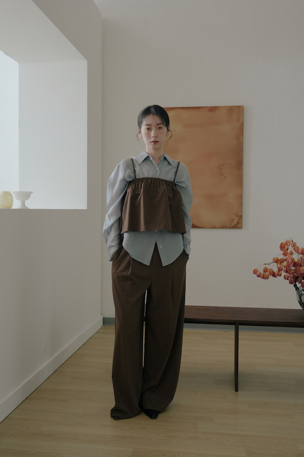 天絲簡約長袖襯衫(灰藍) 