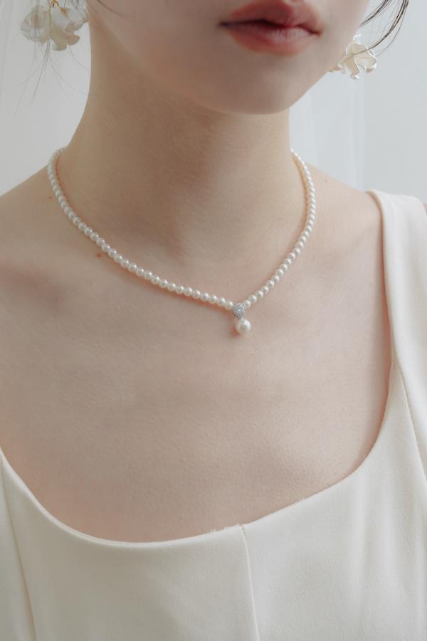 單顆水鑽珍珠項鍊 