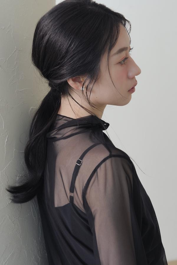 高密度網紗透肌感上衣(黑) 