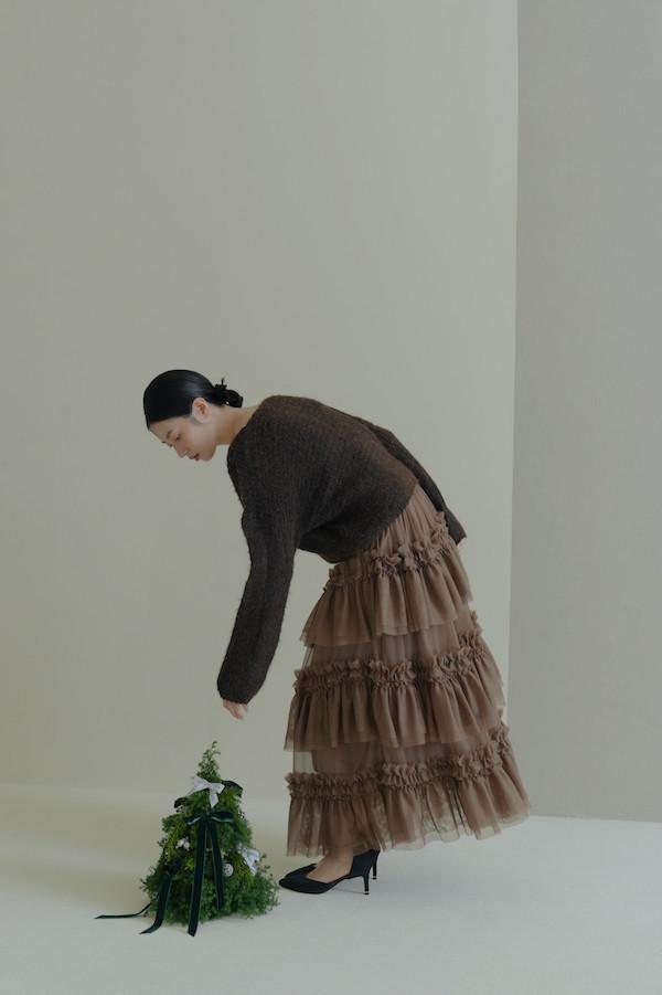 Wina下單處-多層次網紗造型長裙(深咖) 