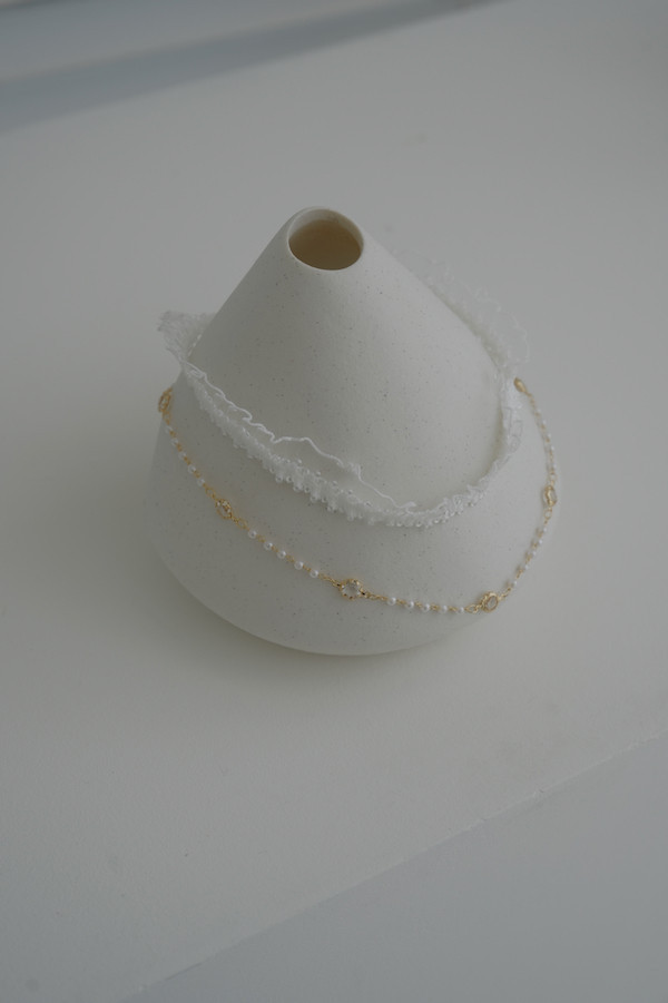 婚紗聯名。MUCHAT手作14KGP水晶珍珠刺繡蕾絲項鍊 
