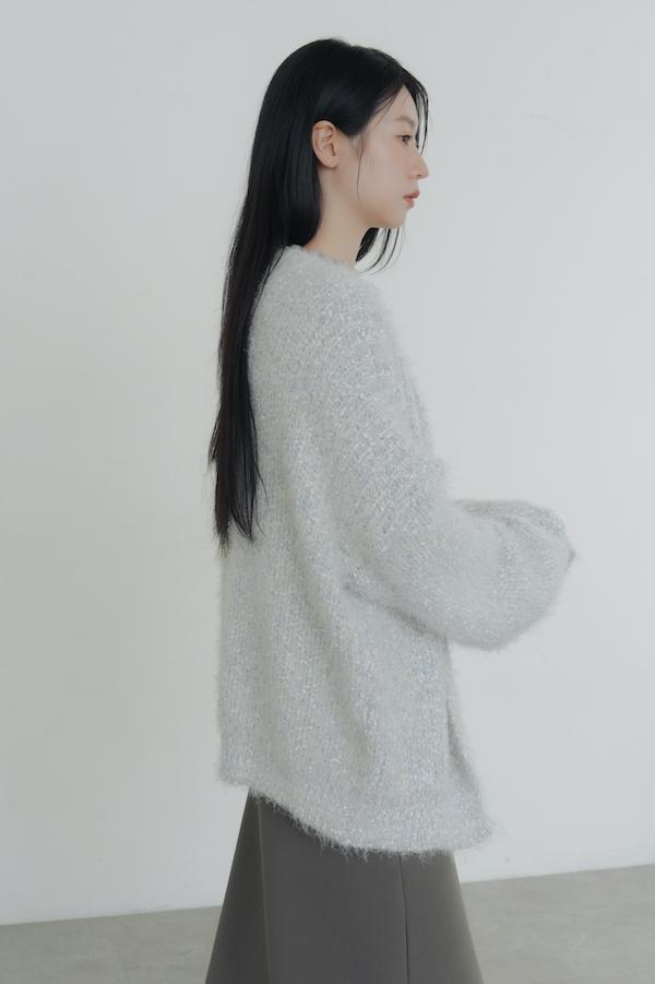 立體混色線圈針織外套(淺灰藍) 