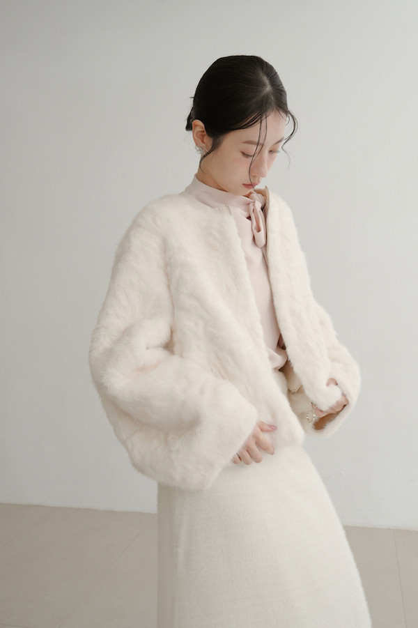 親膚保暖毛毛外套(白) 