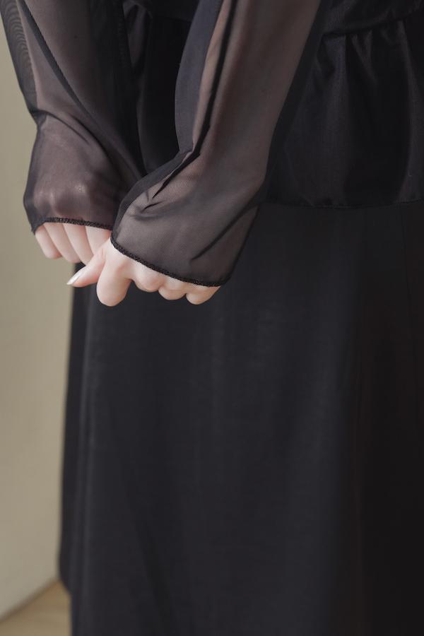 快閃-高密度網紗透肌感上衣(黑) 