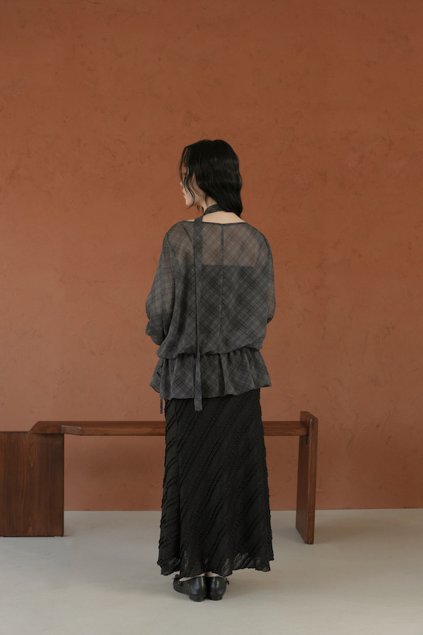 斜紋蕾絲小魚尾長裙(黑) 