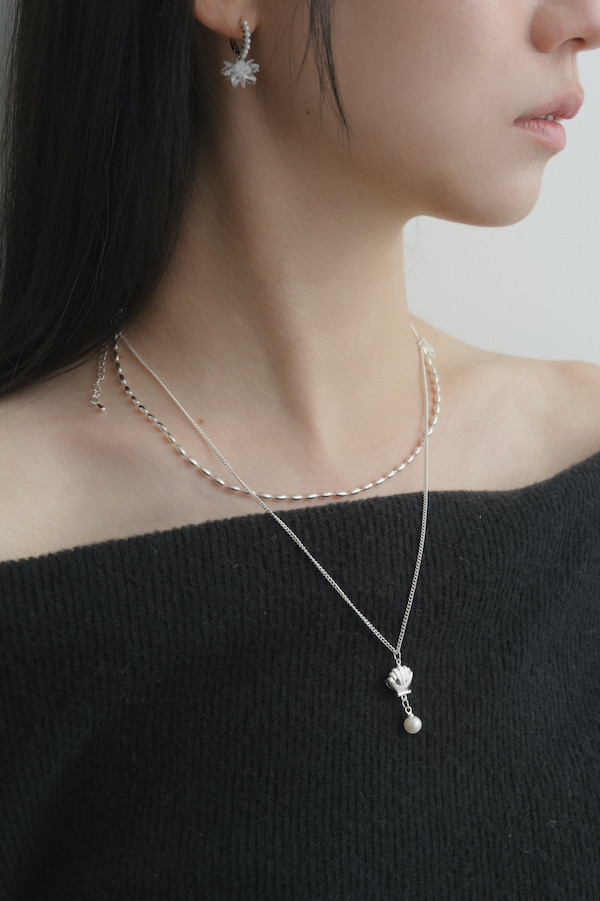 貝殼珍珠雙鍊項鍊 