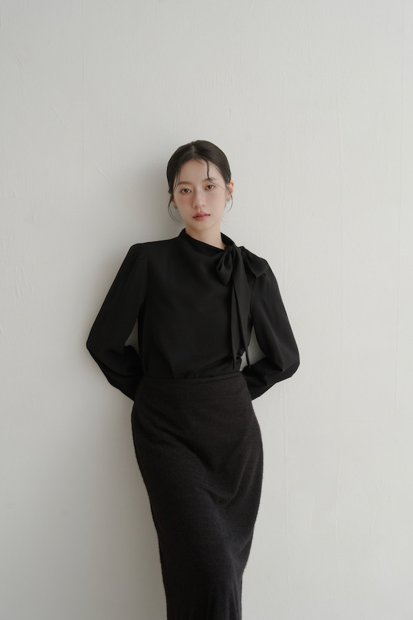 下擺蕾絲彈性長裙(黑) 