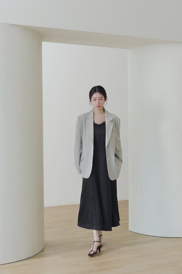 內裡條紋春日感西外(灰綠) 