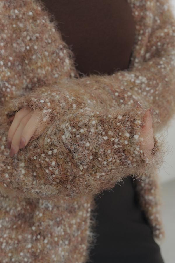 立體混色線圈針織外套(橘咖棕) 