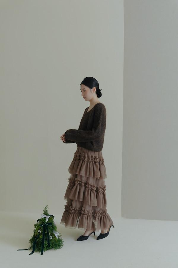 Wina下單處-多層次網紗造型長裙(深咖) 