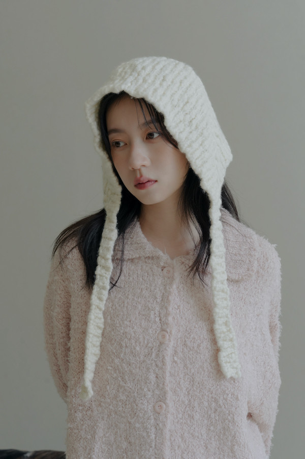 愛心金標針織羊毛帽(深咖/白/紅) 