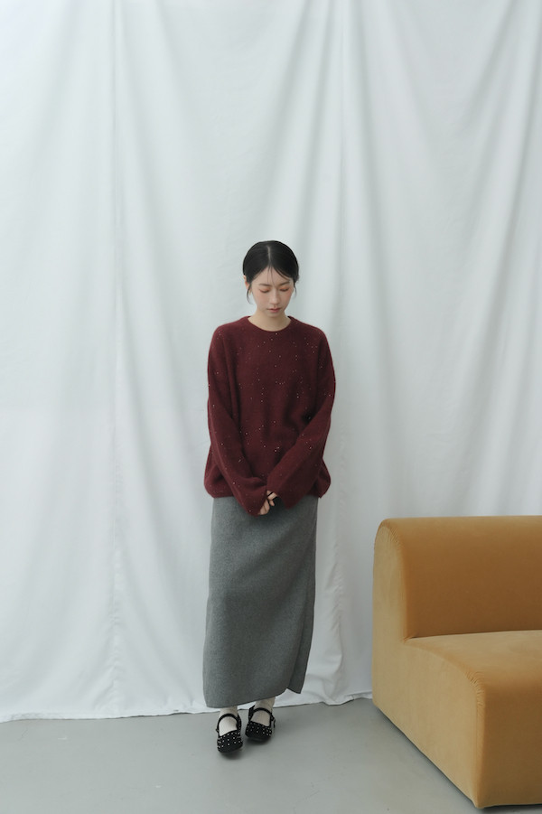 細緻閃亮柔軟毛衣(酒紅) 