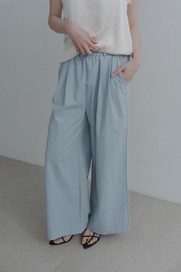 輕盈感鬆緊春日涼感褲(淺藍) 