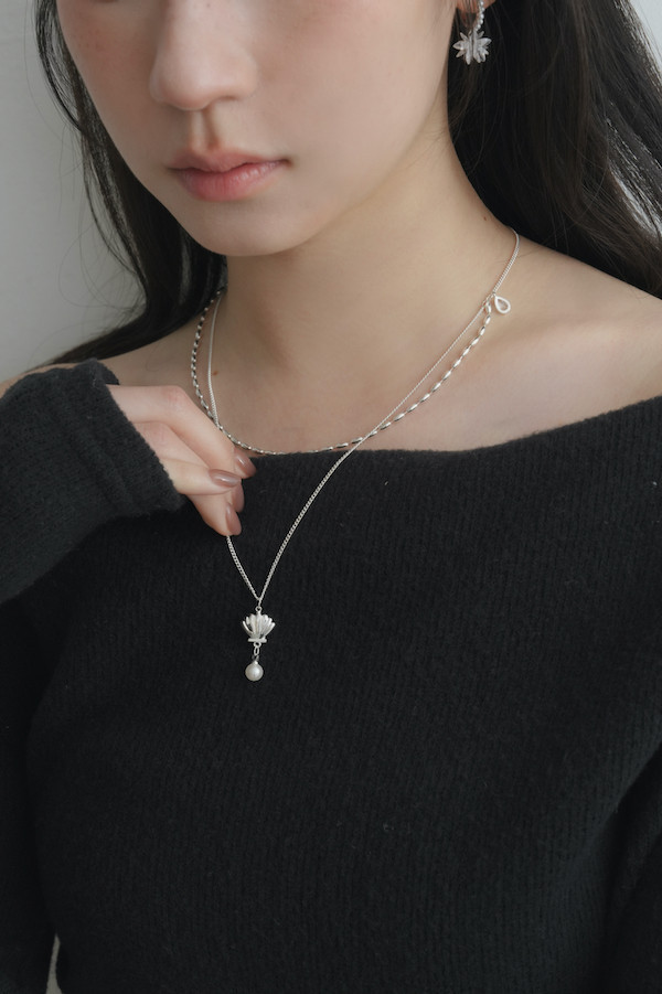 貝殼珍珠雙鍊項鍊 