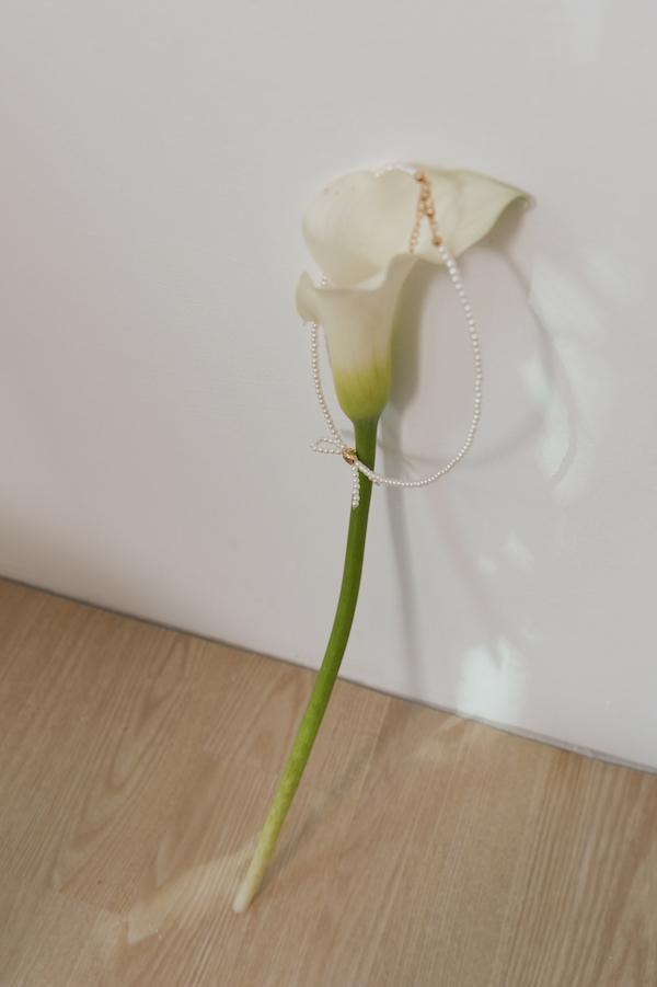 快閃-珍珠蝴蝶結串珠頸鍊 