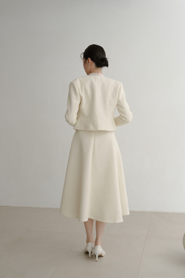 簡約小香風傘狀裙(白) 