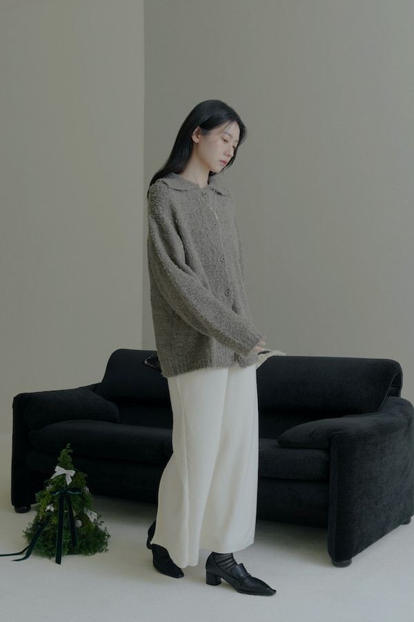 簡約後開衩保暖長裙(白) 