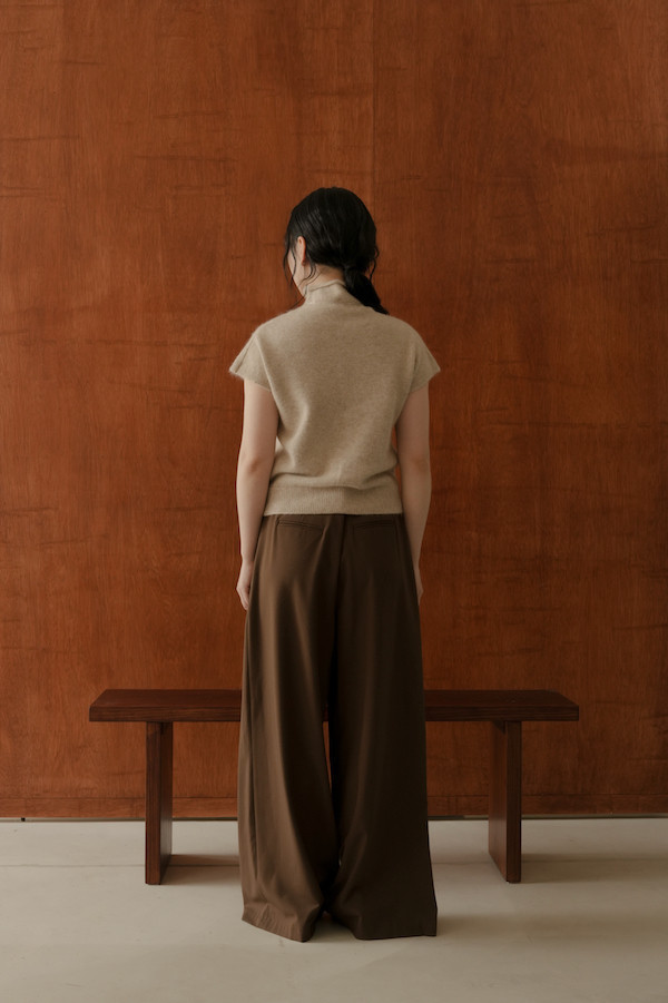 高腰落地時髦西裝褲(深咖) 