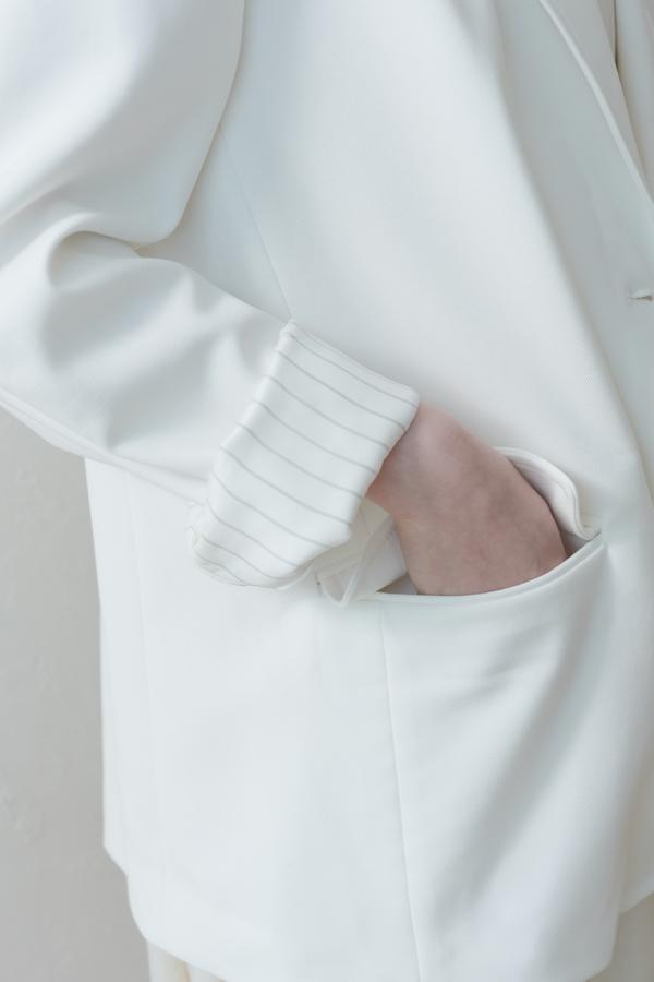 內裡條紋春日感西外(白) 