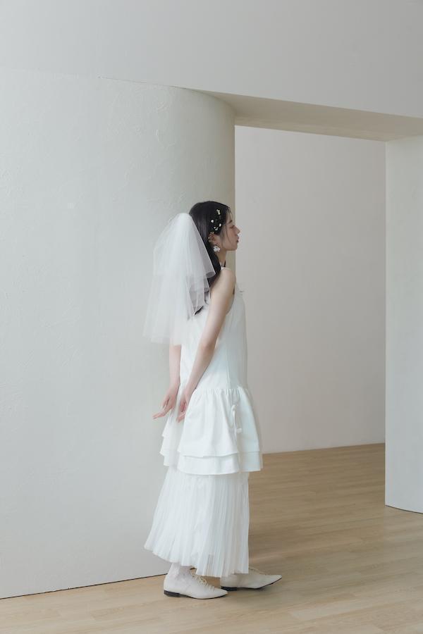 快閃-細百褶紋理蕾絲長裙(白) 