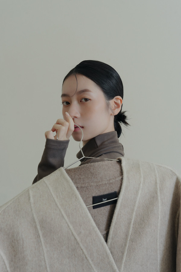 漸層大口袋純羊毛大衣(棕) 