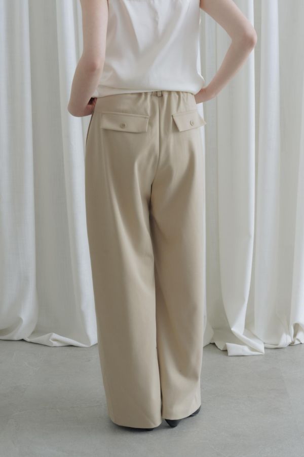 後腰鬆緊落地西裝褲(米) 