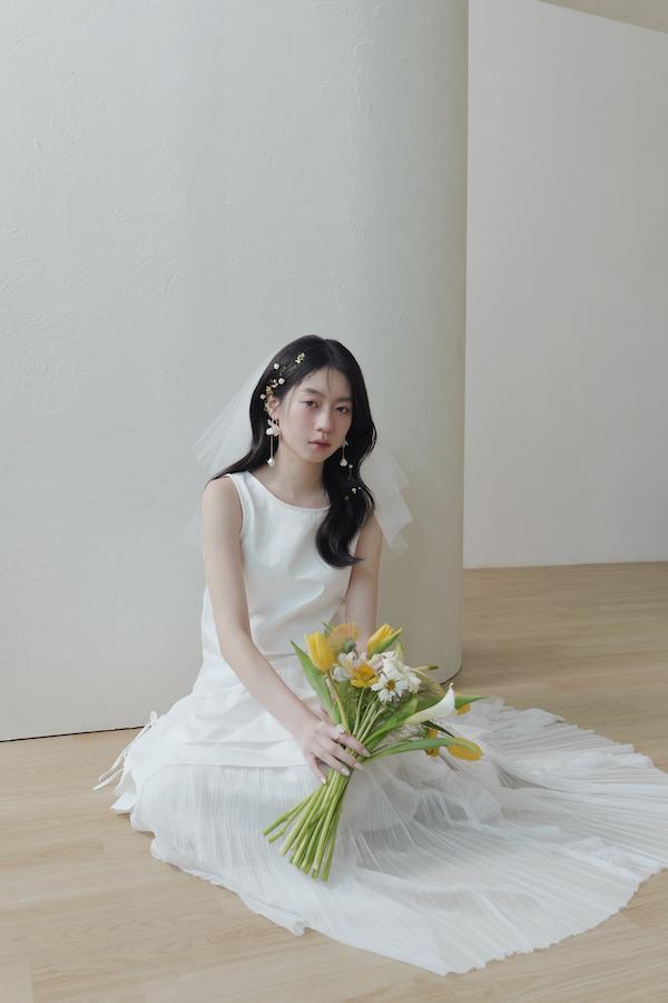 層次下襬側邊綁帶背心裙(白) 