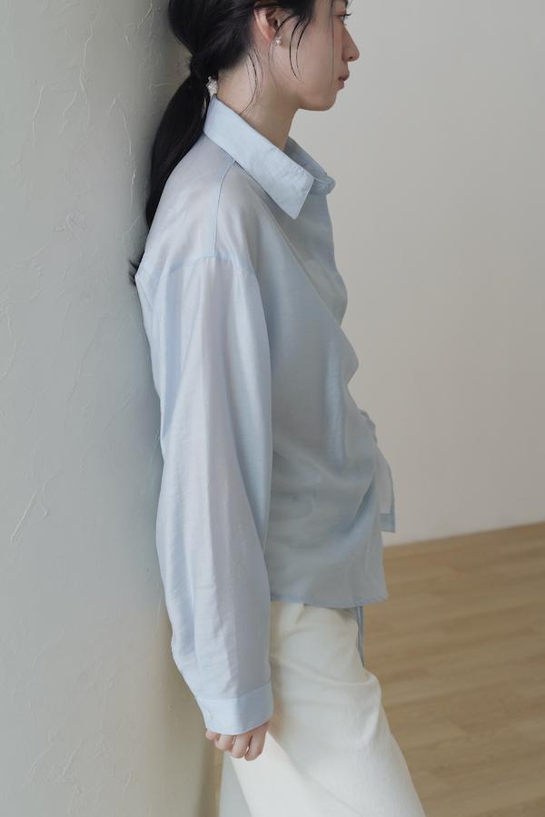 快閃-垂墜側邊釦剪裁襯衫(藍) 