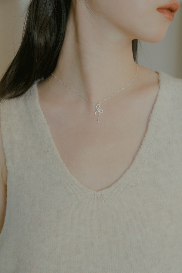 佳蓁補價差下單處-925純銀蝴蝶結水鑽項鍊 