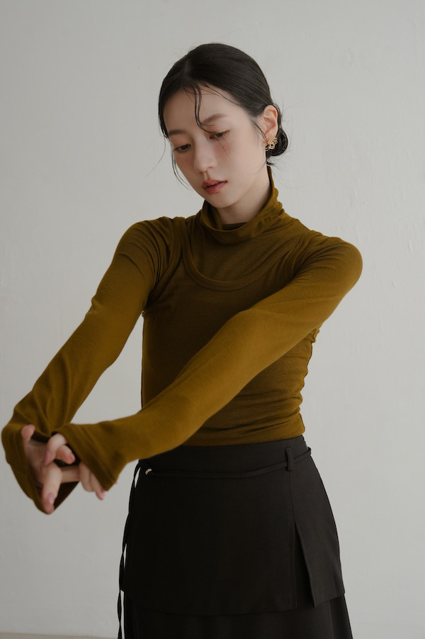 線條花朵設計耳針(金) 