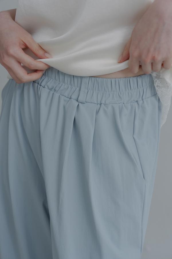 輕盈感鬆緊春日涼感褲(淺藍) 